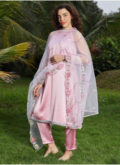  قصة Women's Powder Pink Blush Bloom Kurta Set  - Image 5