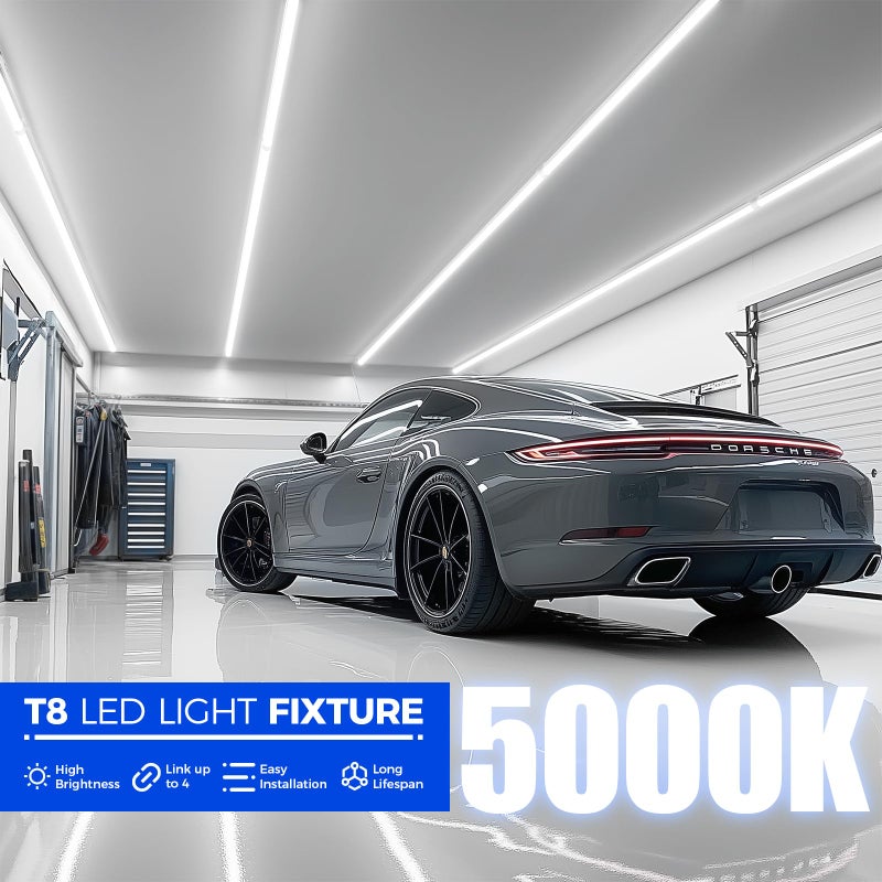 Barrina 8FT LED Shop Lights Fixture, T8 72W 10000lm 5000K, Daylight White, Clear Cover, V Shape,Tube Light, Hight Output, Bulbs for Garage, Warehouse, Plug and Play, 6 Packs - Image 3