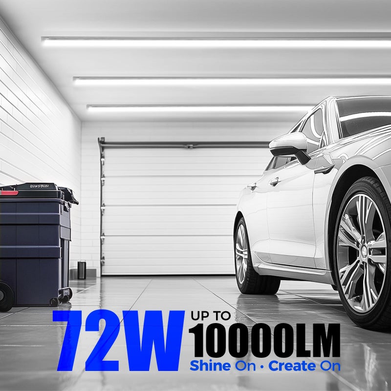 Barrina 8FT LED Shop Lights Fixture, T8 72W 10000lm 5000K, Daylight White, Clear Cover, V Shape,Tube Light, Hight Output, Bulbs for Garage, Warehouse, Plug and Play, 6 Packs - Image 2