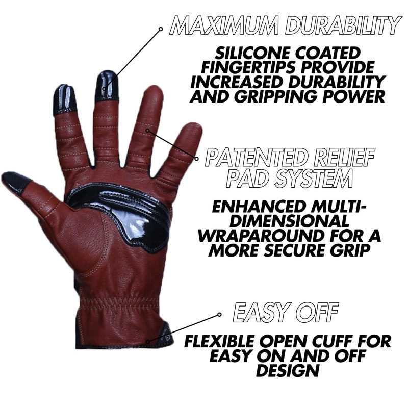 Bionic Men's Tough Pro with Natural Fit Premium Leather Work Gloves (Large), Brown - Image 3