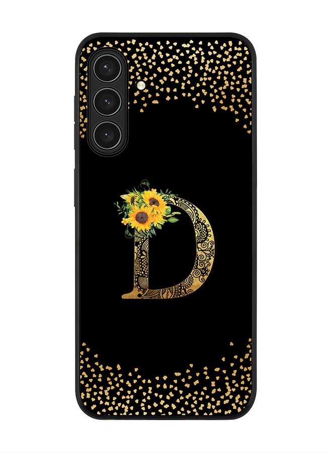For Samsung Galaxy A17 / A17 4G Case,Slim fit Camera Protection, Shockproof Thin Phone cover  - Custom Floral Monogram - D ( Black )