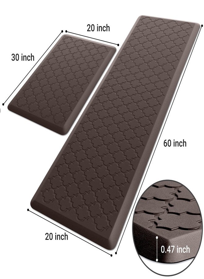 SoftDuo Kitchen Mat [2 PCS] Cushioned Anti-Fatigue Floor Mat Water Resistant Non-Skid Kitchen Mats and Rugs Ergonomic Comfort Foam Kitchen Rugs Standing Mat for Floor Office Sink (Chocolate,20"x30"+20"x60") - Image 2
