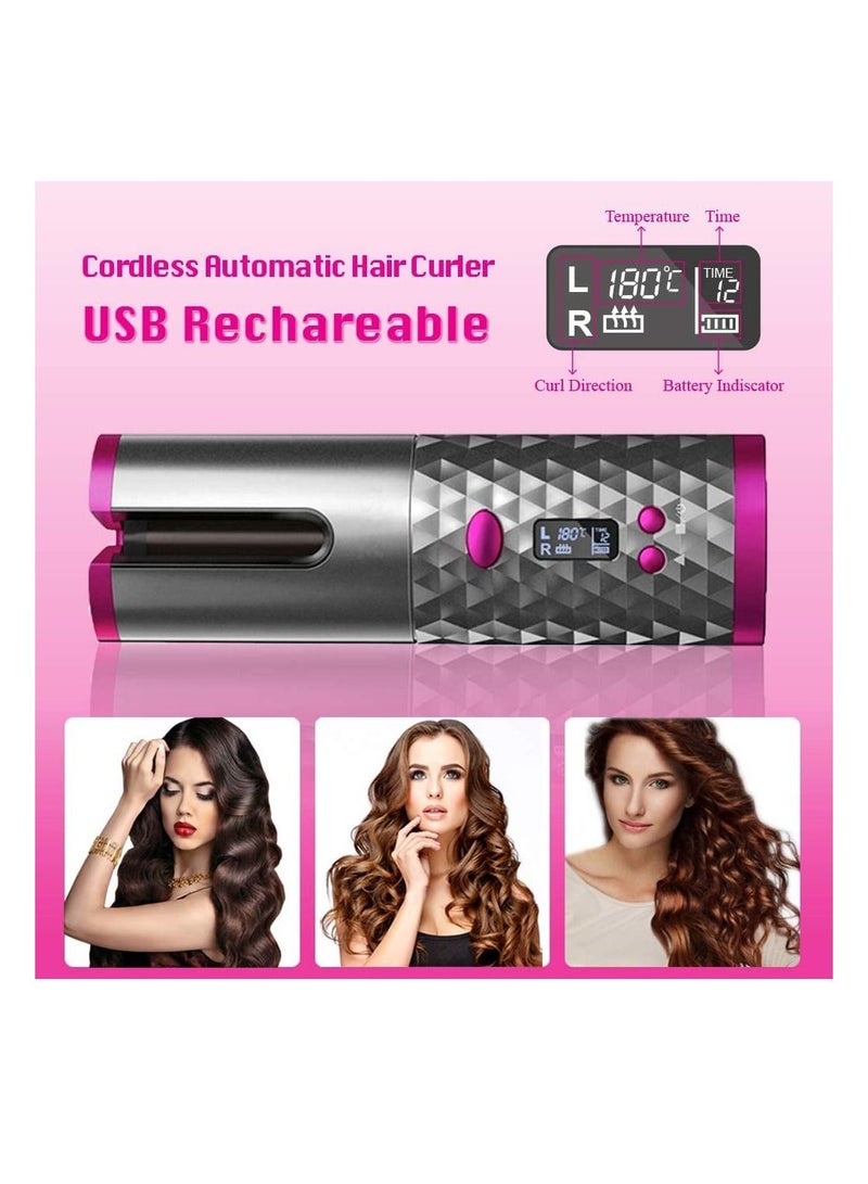 Automatic Curling Iron, Cordless Auto Hair Curler, Ceramic Rotating Hair Curler with 6 Temps & Timers, Portable Rechargeable Curling Wand, Auto Shut-Off, Fast Heating Iron for Styling - Image 4