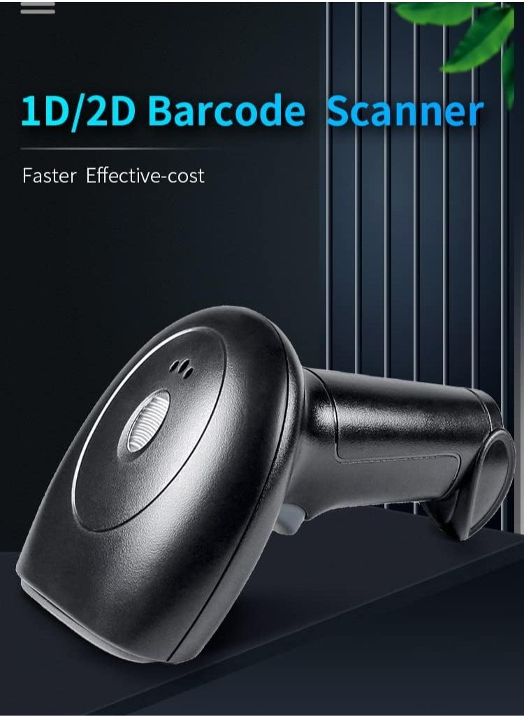 Generic - Handheld Barcode Scanner 1D/2D/QR Code Scanner 2.4G Wireless & USB Wired Bar Code Reader Scanner Compatible with Linux,Android,Mac,Windows, Scanner for Supermarket Retail Library Logistics Warehouse - Image 1