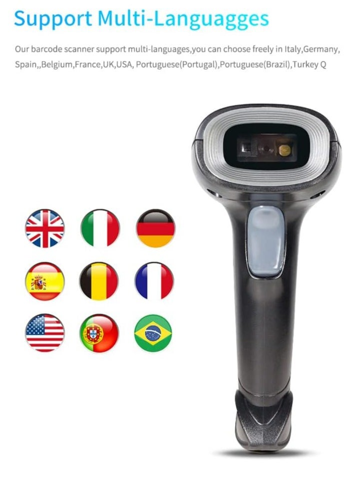 Generic - Handheld Barcode Scanner 1D/2D/QR Code Scanner 2.4G Wireless & USB Wired Bar Code Reader Scanner Compatible with Linux,Android,Mac,Windows, Scanner for Supermarket Retail Library Logistics Warehouse - Image 1