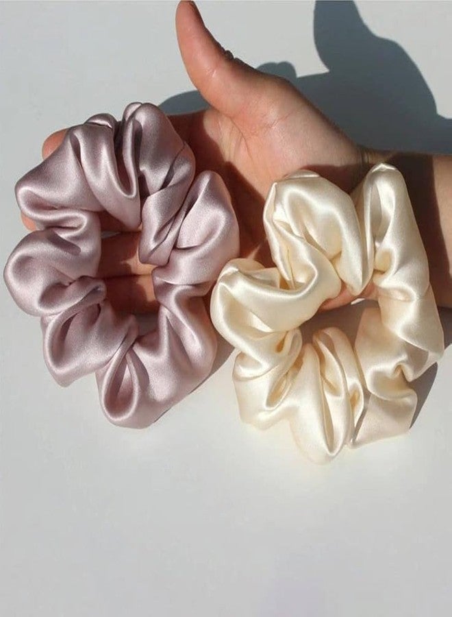 Satin Silk Hair Scrunchies | Elastic Rubber Band | Gentle, Non-Slip Hair Accessories for Women (3, Same as Image) Size Large - Image 4