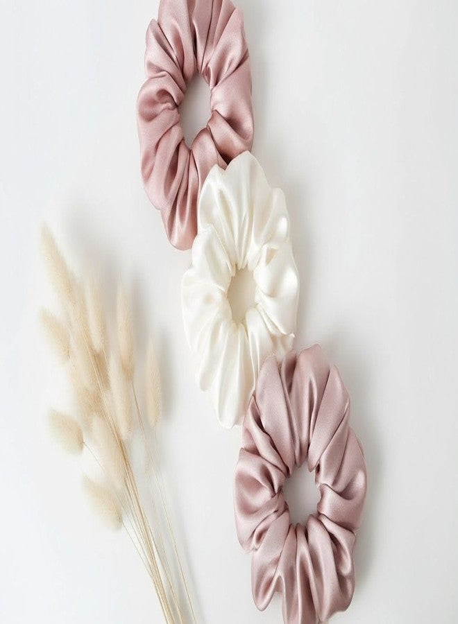 Satin Silk Hair Scrunchies | Elastic Rubber Band | Gentle, Non-Slip Hair Accessories for Women (3, Same as Image) Size Large - Image 1