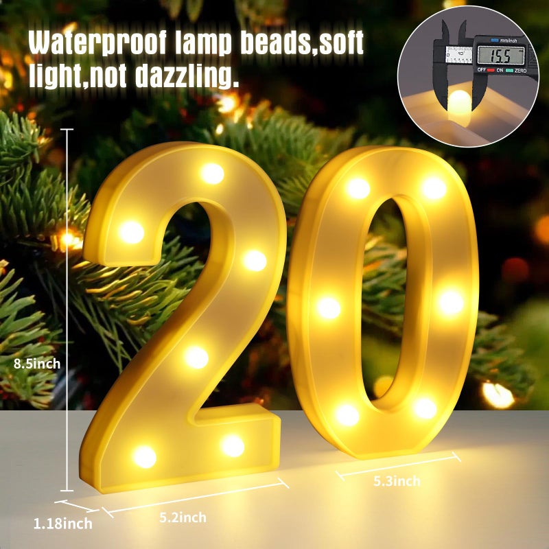 Funsky 20th Birthday Decorations for Women Men,Happy 20 Year Old Birthday Decorations for Centerpieces Table,20 Light Up Numbers Sign Led for Party Backdrop Wall Decor for Wedding Anniversary Home - Image 2