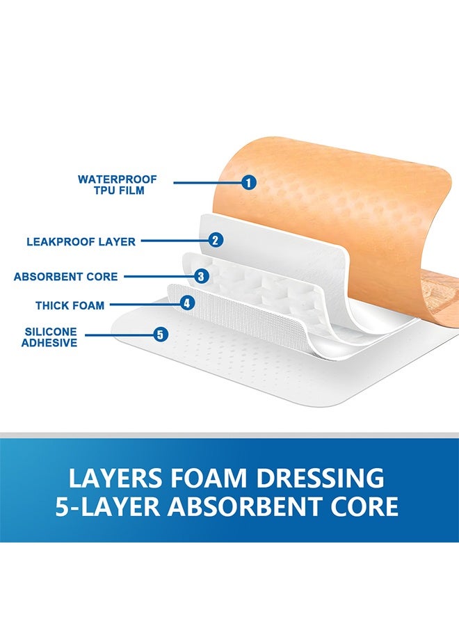 Sumifun 5 Packs Silicone Gel Dressing With Border, Adhesive Border 7.5x7.5cm Silicone Foam Dressing Bandage, Foam Dressings Breathable And Skin-Friendly, Self-Adhesive Care Patches For Wound Surfaces, Sterile and Waterproof - Image 4
