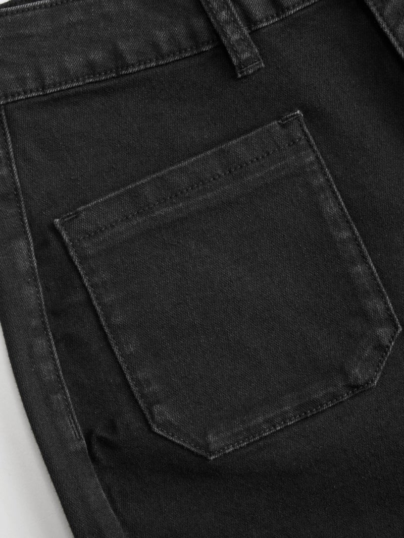 CIDER Womens Wide Leg Jeans High Waisted Stretchy Denim Flared Pants with Pockets: Black, M - Image 2