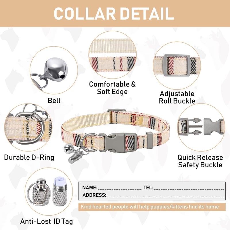 GAMUDA Small Dog Harness Collar and Leash Set, Step in No Chock No Pull Soft Mesh Adjustable Dog Vest Harnesses Plaid Reflective for Dogs Puppy Cats Kitten Rabbit (Beige, S) - Image 4