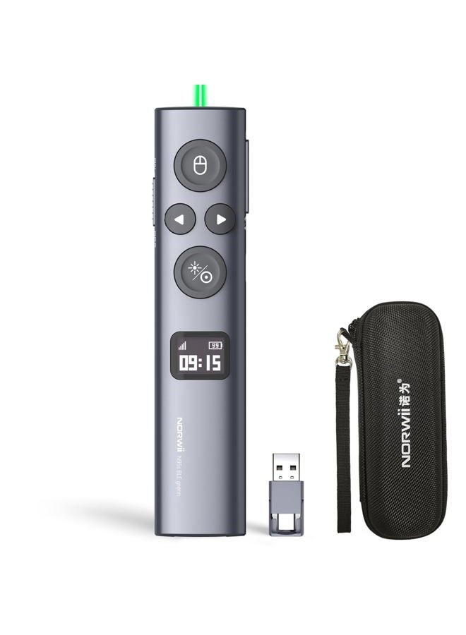 Norwii نقرات العرض N95s BLE مع مؤشر رقمي لعرض باوربوينت على شاشة التلفزيون وشاشة العرض، جهاز تحكم عن بعد لاسلكي مع مؤقت تنازلي (ضوء أخضر-USB-AC) - Image 1