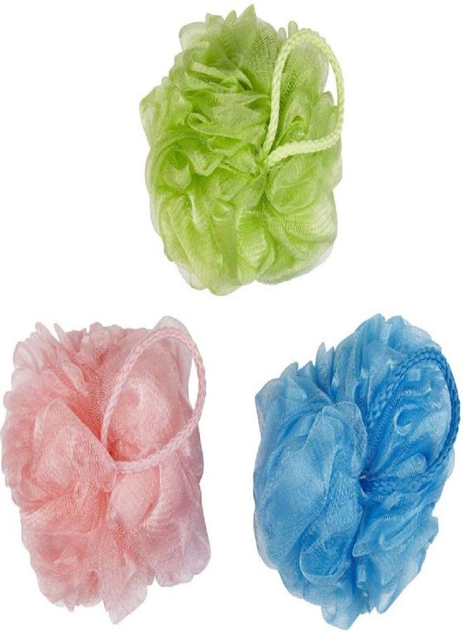 Prime hub Bath Shower Cleansing Soft Round Loofah Sponge Bath Scrubber Loofah For Men And Women, Multi Color, Pack Of 3 - Image 1