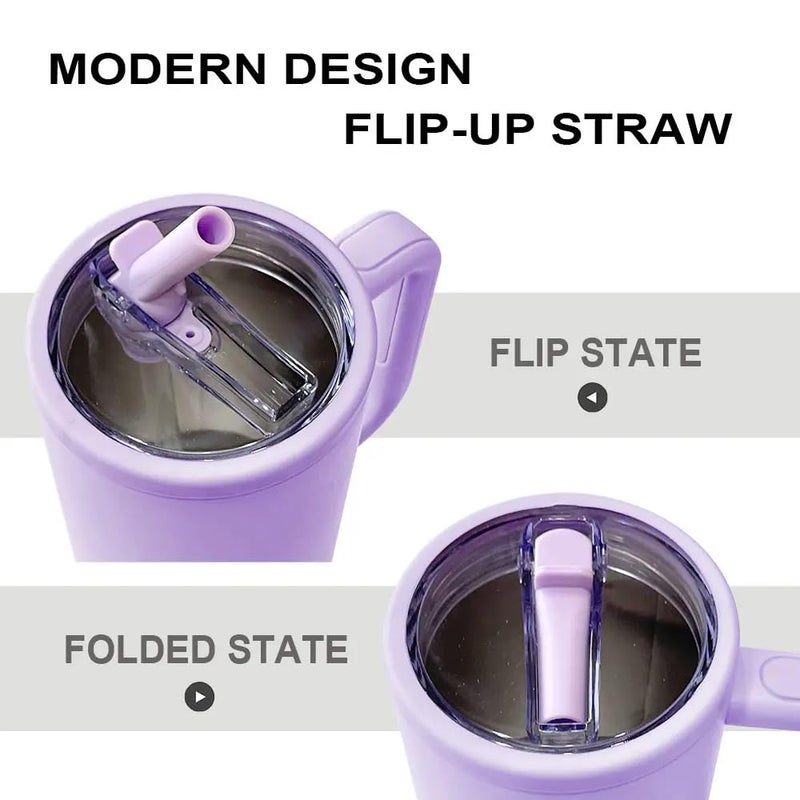 JUGTE JUGTE 1200 ML Tumbler Hot and Cold with Handle and Lid and Straw Double Insulated Cup 100 Leak Proof Mug Cupholder for Gym Travelling Purple  - Image 2