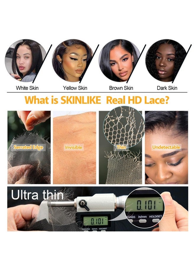 5X5 Skinlike Real Hd Lace Closure 0.10Mm Ultrathin Invisible Hd Lace Closure Single Knot Preplucked Brazilian Human Hair Closure Natural Color 14 Inch