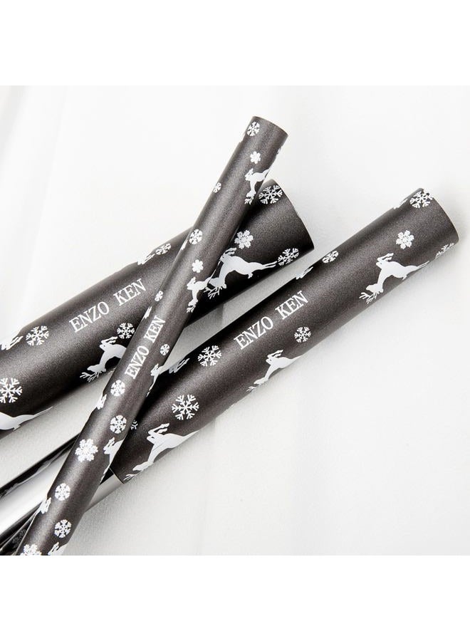 ENZO KEN Carcoal Grey Natural Goat Hair Makeup Brush Set by , Extra Soft Real Hair Eyeshadow Brushes Set, Large Angled Round Flat Top Face Blending Brushes Kit - Snowflake Christmas Reindeer Gift Set - Image 5