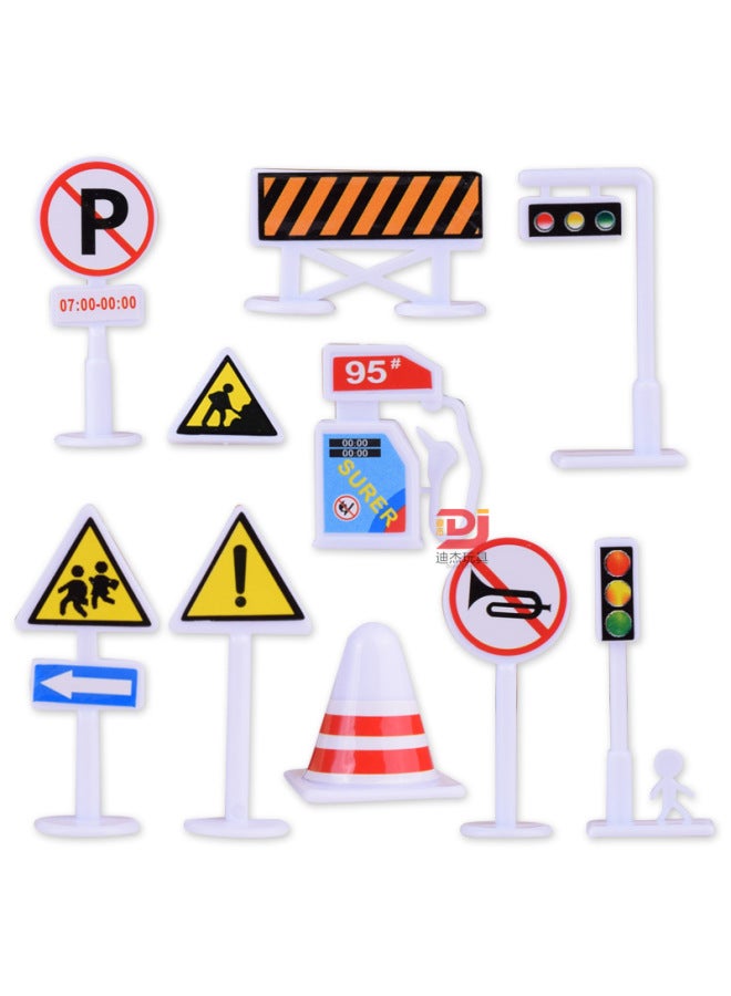 Children's Toys Plastic Traffic Street Light Fire Road Signal Road Barrier Road Sign Oil Tank Simulation Model Wholesale-Color:Random 6-piece Set  - Image 4