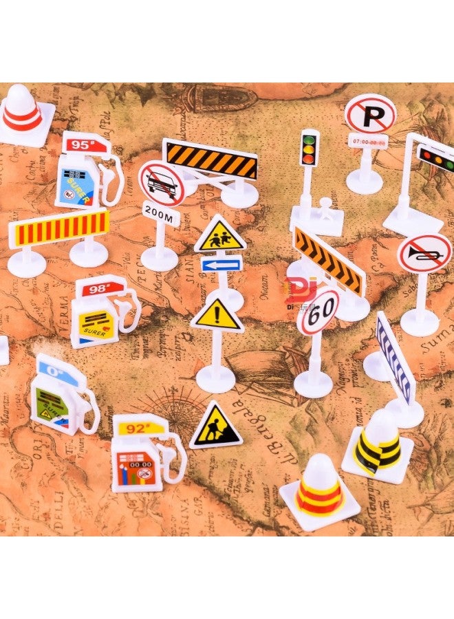 Children's Toys Plastic Traffic Street Light Fire Road Signal Road Barrier Road Sign Oil Tank Simulation Model Wholesale-Color:Random 6-piece Set  - Image 5