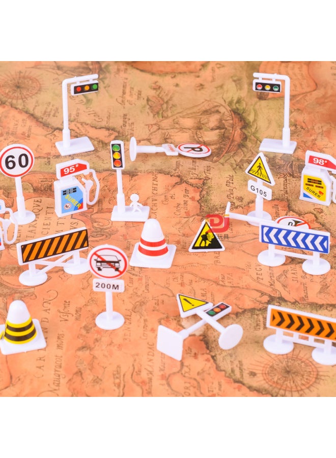 Children's Toys Plastic Traffic Street Light Fire Road Signal Road Barrier Road Sign Oil Tank Simulation Model Wholesale-Color:Random 6-piece Set  - Image 3