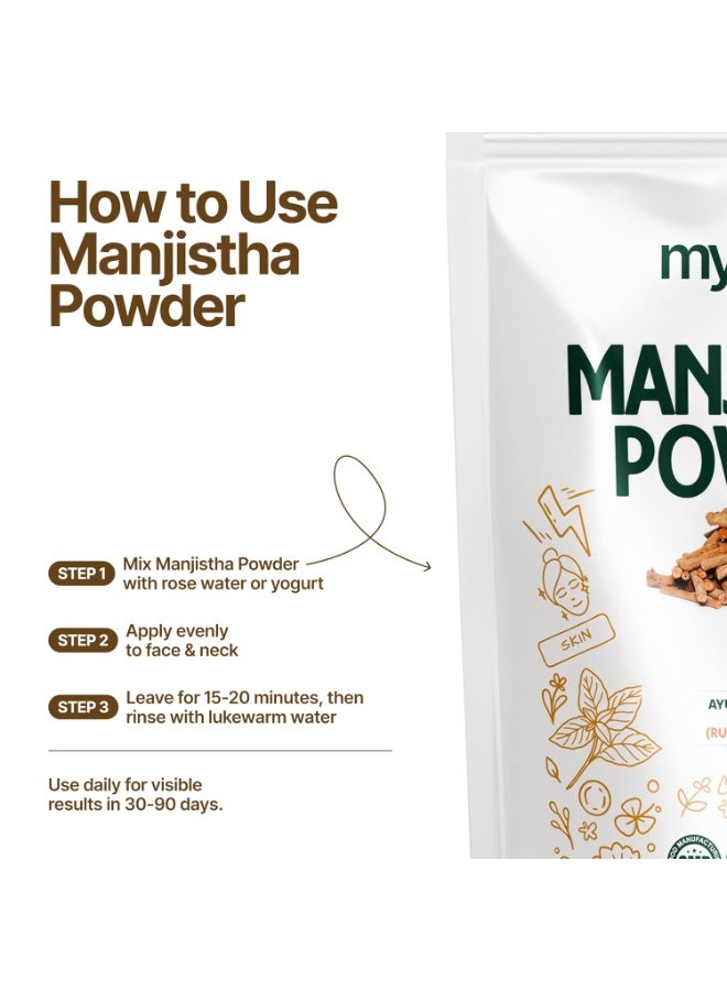 MYHERB 100% Pure Natural Organic Manjistha (Rubia Cordifolia) Powder || 227 Gm/0.5 Lbs || Ayurvedic Herbal Powder || For Hair,Face,Internal Consume || For Men & Women - Image 3