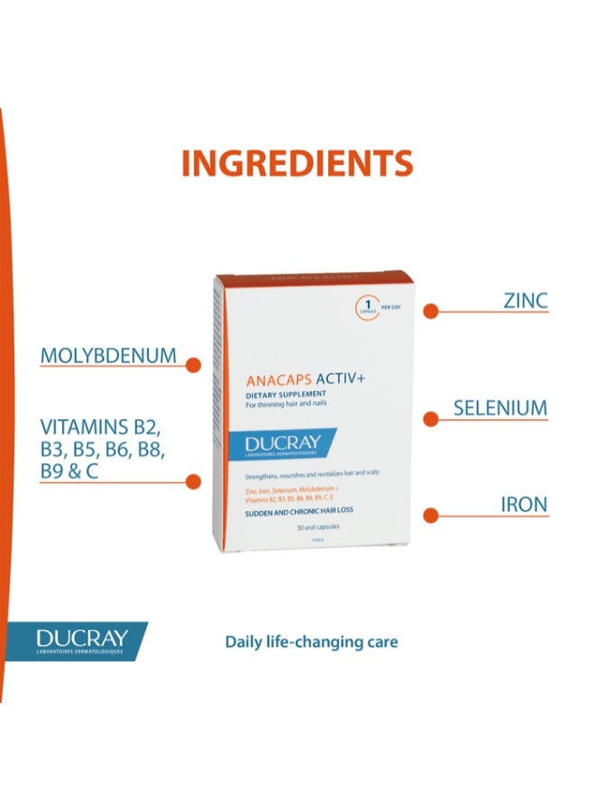 DUCRAY Anacaps Activ+ Food Supplement for Chronic Hair Loss - Image 2