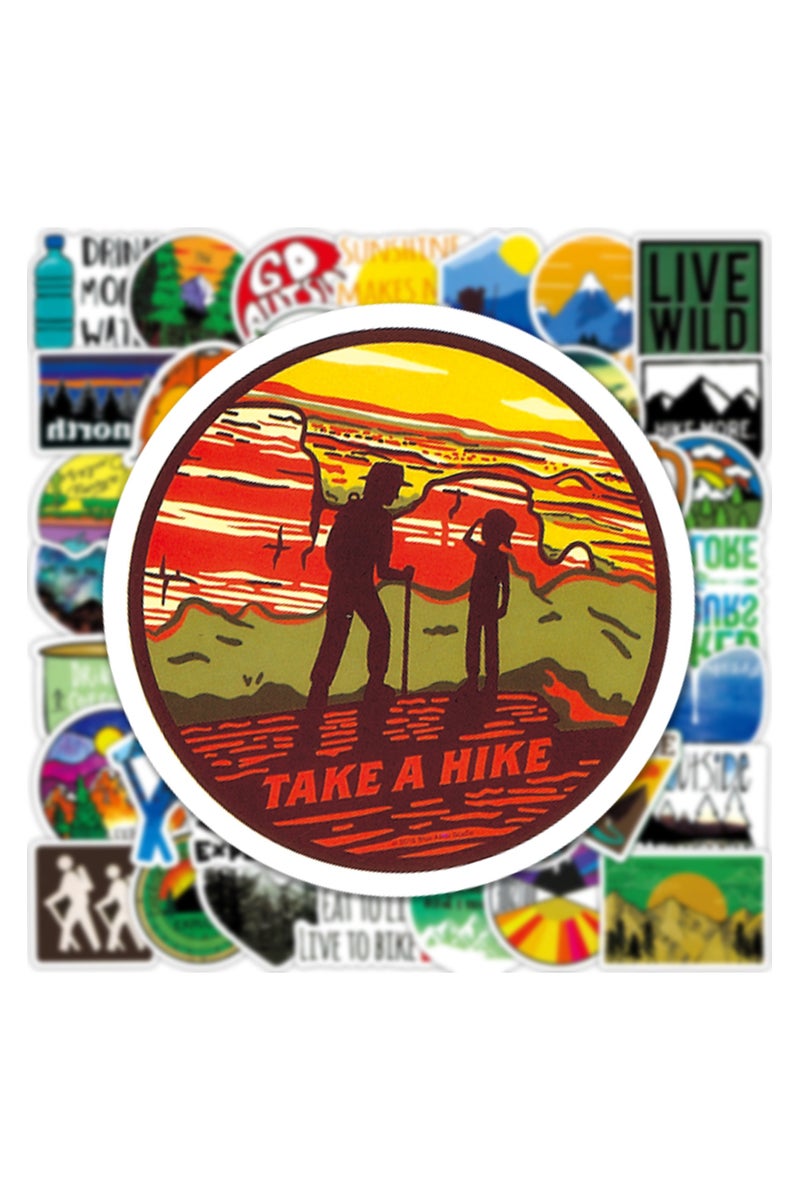 قوس قزح أورينبو 50 قطعة من ملصقات المغامرات الطبيعية، ملصقات مقاومة للماء للاستخدام الخارجي والمشي لمسافات طويلة والتخييم والسفر والمغامرات البرية، ملصقات لزجاجات المياه والسيارات وأجهزة الكمبيوتر المحمولة والأمتعة وحقائب السفر والخوذة - Image 4