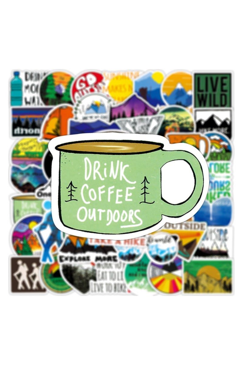 قوس قزح أورينبو 50 قطعة من ملصقات المغامرات الطبيعية، ملصقات مقاومة للماء للاستخدام الخارجي والمشي لمسافات طويلة والتخييم والسفر والمغامرات البرية، ملصقات لزجاجات المياه والسيارات وأجهزة الكمبيوتر المحمولة والأمتعة وحقائب السفر والخوذة - Image 3