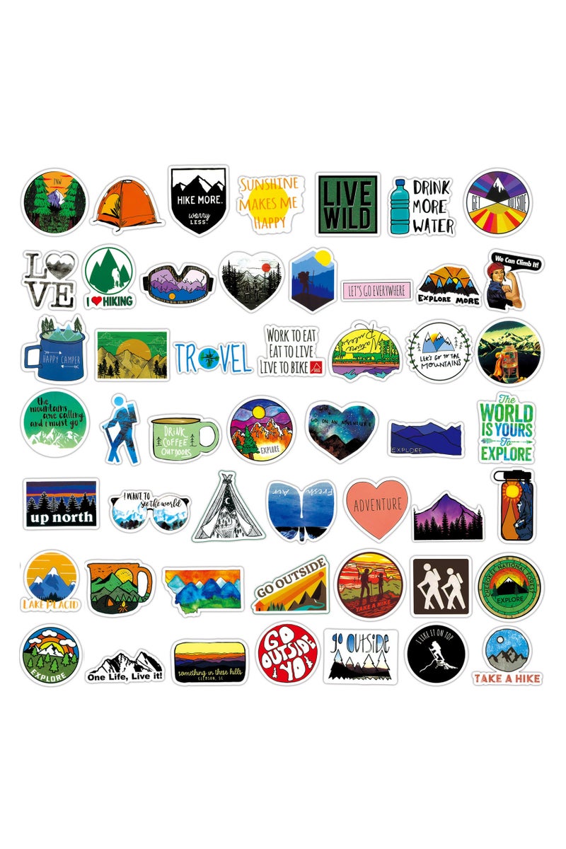 قوس قزح أورينبو 50 قطعة من ملصقات المغامرات الطبيعية، ملصقات مقاومة للماء للاستخدام الخارجي والمشي لمسافات طويلة والتخييم والسفر والمغامرات البرية، ملصقات لزجاجات المياه والسيارات وأجهزة الكمبيوتر المحمولة والأمتعة وحقائب السفر والخوذة - Image 2