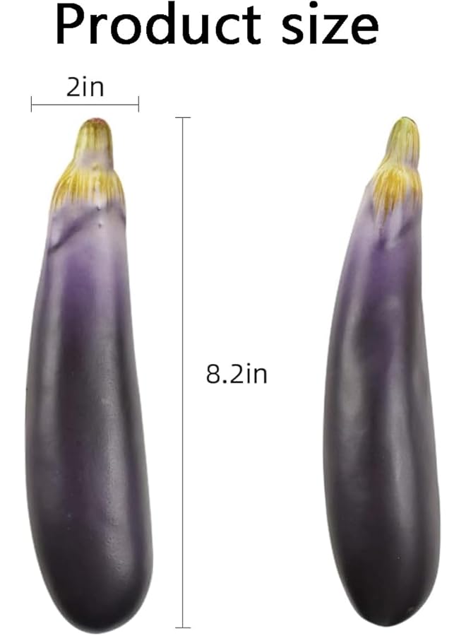 إيروريكس 3 قطع من الباذنجان الاصطناعي محاكاة الباذنجان الخضار المزيفة ديكور المطبخ المنزلي الدعائم التصويرية زينة المكتب ﻿ عبوة من 3 قطع من الباذنجان - Image 2
