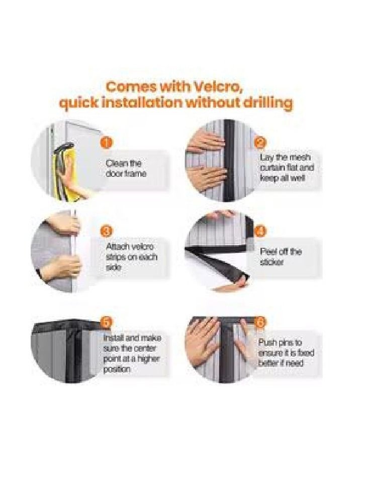 Generic - Magnetic Closure Heavy Duty Mesh Screen Doors With Magnets Multicolor 100x210cm - Image 1