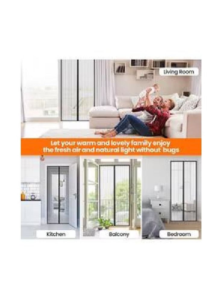 Generic - Magnetic Closure Heavy Duty Mesh Screen Doors With Magnets Multicolor 100x210cm - Image 1