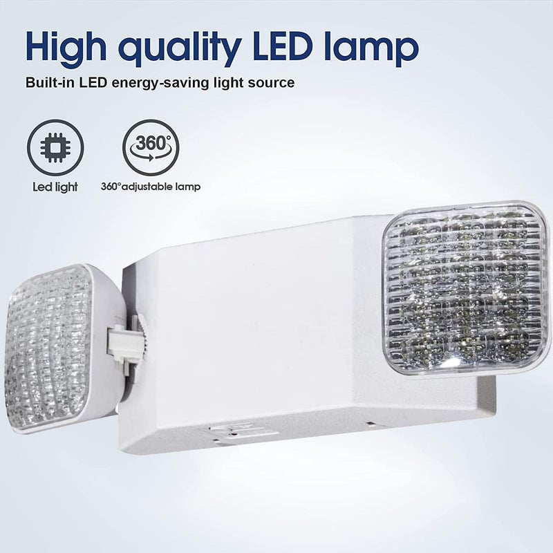 LED Flying Direct Emergency Lights with Battery Backup, Commercial Emergency Light, Two Heads Adjustable Home Power Outage Emergency Lighting Fixtures, 120-277V AC, UL Certified - Image 5