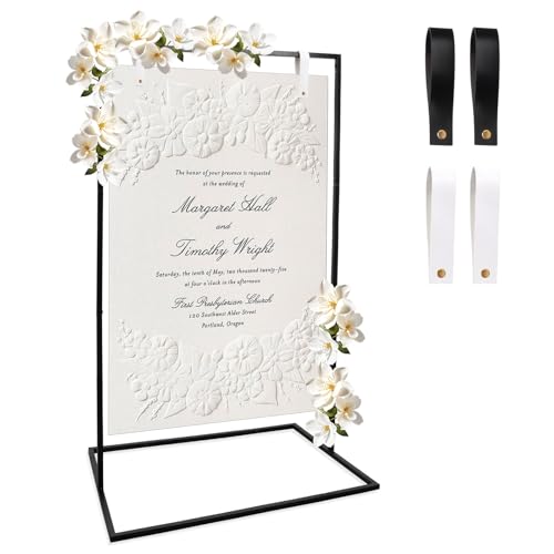 BlyeMichdi Large Wedding Welcome Sign Stand, Heavy Duty Easel Stand for Sign, Adjustable Welcome to Our Wedding Sign Stand with Leather Sign Hanging Straps, Wedding Seating Chart Stand, Easel for Display - Image 1