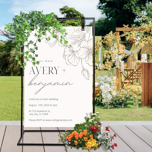 BlyeMichdi Large Wedding Welcome Sign Stand, Heavy Duty Easel Stand for Sign, Adjustable Welcome to Our Wedding Sign Stand with Leather Sign Hanging Straps, Wedding Seating Chart Stand, Easel for Display - Image 5