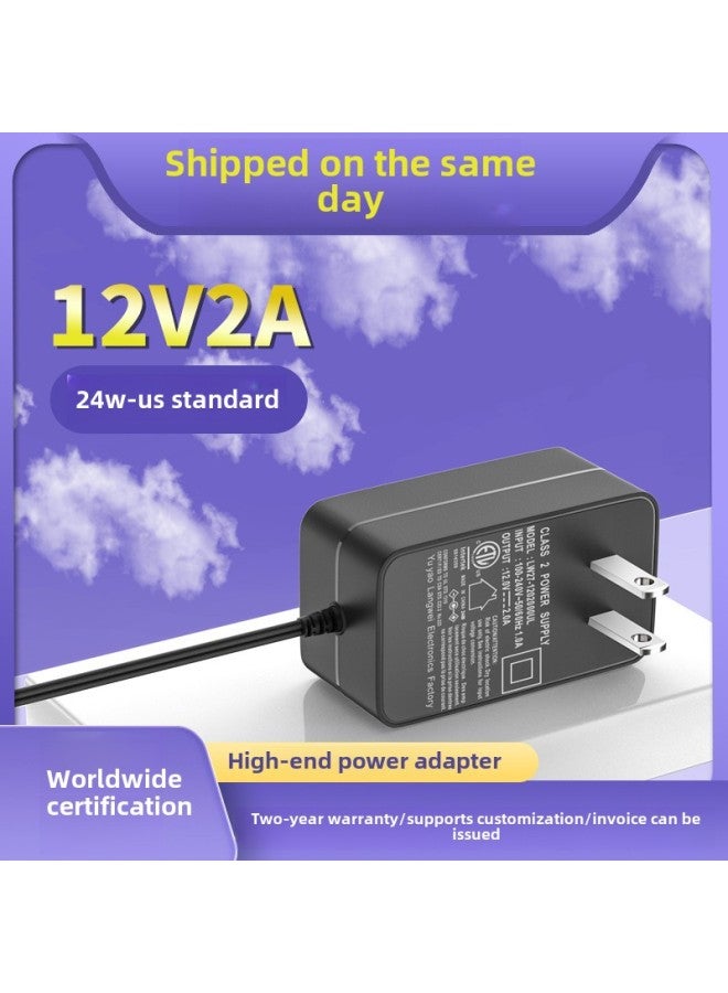 Loquat 12v2a Power Etl Certified Massage Chair US Gauge Certified Audio Desk Lamp Charger 24v1a Power Adapter-Color:White-Specifications:12v2a Standard Power Adapter - Image 1