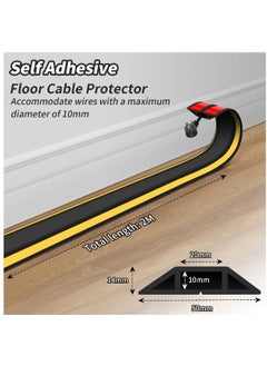 Floor Cable Cover, Outdoor Cable Protector, Self-Adhesive Wire Cover for Cables, Rubber Cable Floor Cover For Office Factories Garages Cords Protection On Floor Wall, 2M