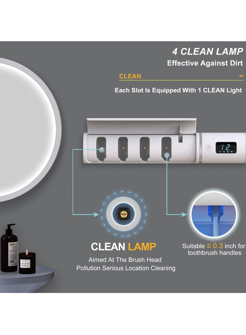 SYOSI SYOSI UV Toothbrush Sanitizer, Wall Mounted Toothbrush Holder with UV Cleaning & Fan Drying Smart Toothbrush Sterilizer with 4 Slot 2000mAh Rechargeable  - Image 2