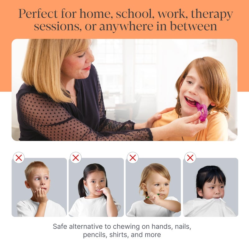 ARK Textured Grabber Sensory Chew, Sensory Toys for Kids and Adults, Chewy Fidget for Autism, ADHD, SPD, Anxiety, Medical-Grade Oral Motor Therapy Tools, Standard, Softest, Magenta - Image 5