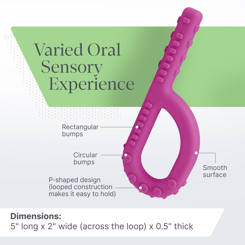 ARK Textured Grabber Sensory Chew, Sensory Toys for Kids and Adults, Chewy Fidget for Autism, ADHD, SPD, Anxiety, Medical-Grade Oral Motor Therapy Tools, Standard, Softest, Magenta - Image 2