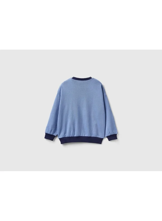 UNITED COLORS OF BENETTON Color Block Sweatshirt With Print