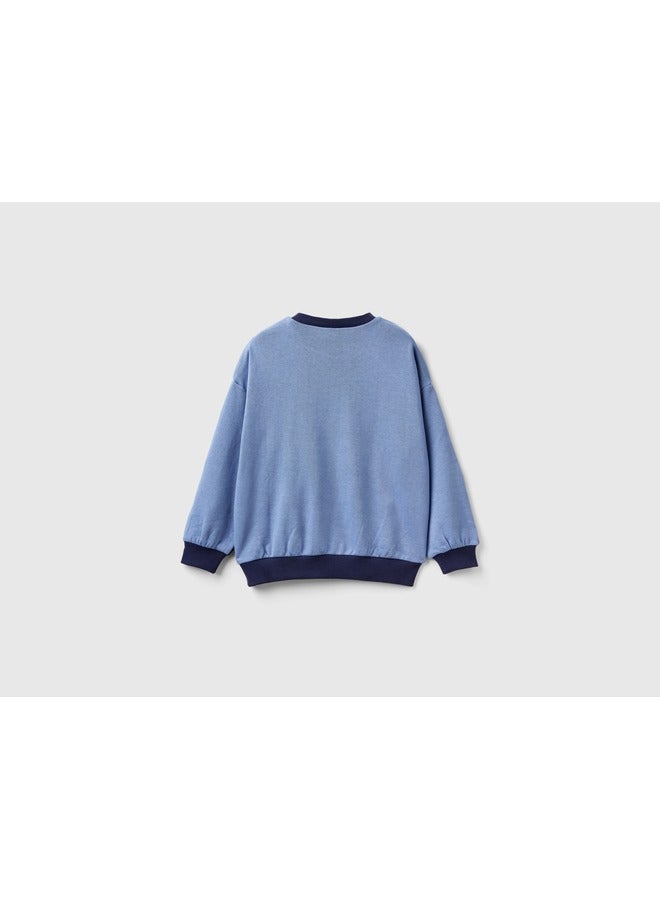 UNITED COLORS OF BENETTON Color Block Sweatshirt With Print  - Image 2