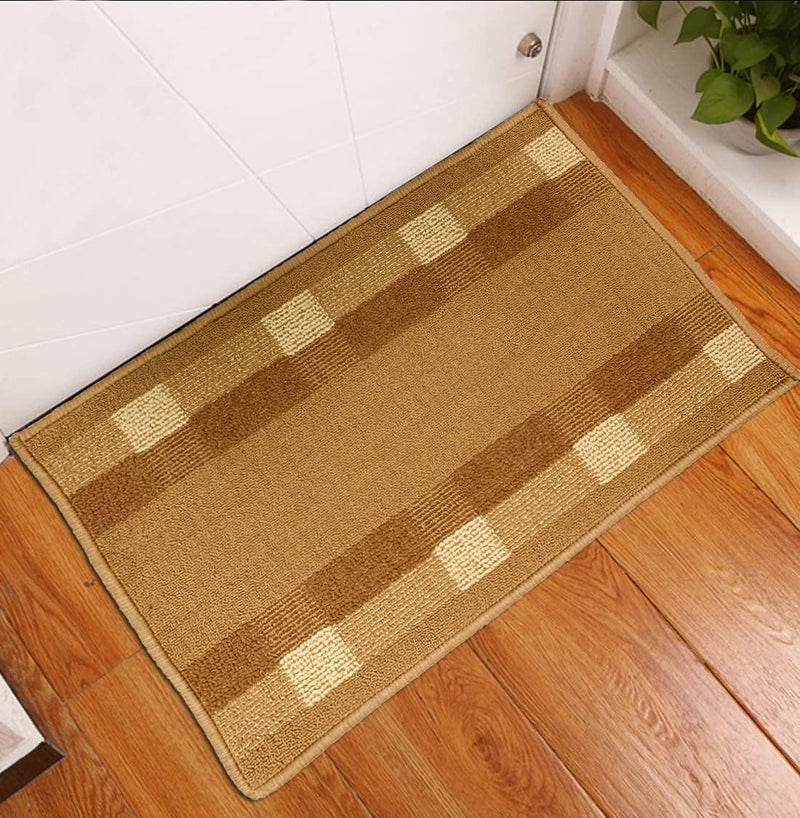 Status Contract Status Luxury Premium Design Door Mats in Kitchen Home Bedside Living Office Restaurant Entrance Area Anti Slip Floor Mat Washable (18x28 inch) or (45x 70cm) (Cuba_Beige) - Image 1