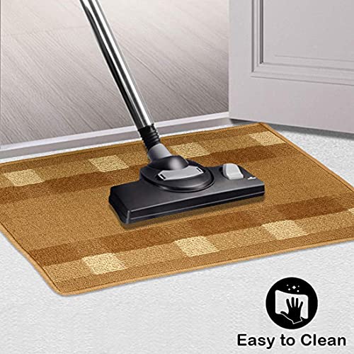 Status Contract Status Luxury Premium Design Door Mats in Kitchen Home Bedside Living Office Restaurant Entrance Area Anti Slip Floor Mat Washable (18x28 inch) or (45x 70cm) (Cuba_Beige) - Image 5