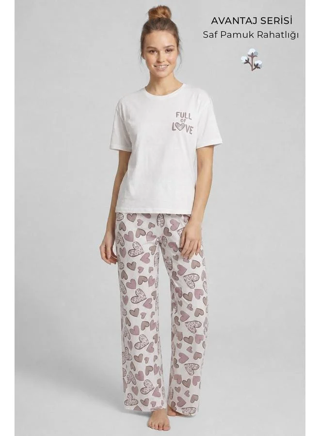 Aytuğ Women's Cotton Pajama Set White.