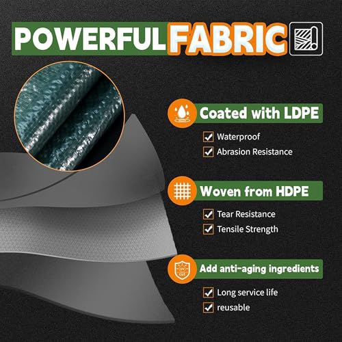 RAINDEWAY Green Tarp 10x12 Feet,Finished Size,5.5 Mil Thick,Multipurpose Waterproof Poly Tarps Cover with Metal Grommets and Reinforced Edges - Image 3