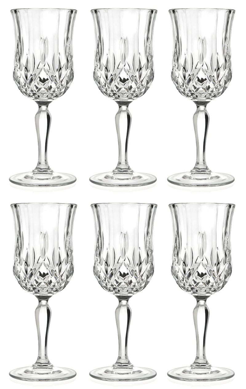 Barski Wine Glass - Goblet - Red Wine - White Wine - Water Glass - Stemmed Glasses - Set of 6 Goblets - Crystal like Glass - 5.4 oz. Beautifully Cut Designed Made in Europe - Image 1