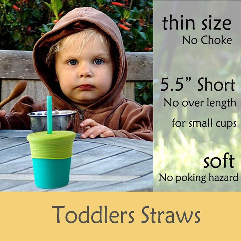 Tegion Mini Short Pinch Test Passed 5.5" Replacement Reusable Toddlers& Kids&Baby Silicone Small Straws for The First Years Take & Toss Spill Proof Straw Cup-Safe Fun for Baby Teething Chewing - Image 4