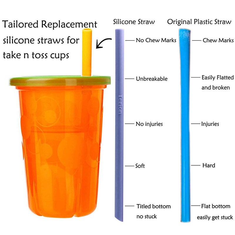 Tegion Mini Short Pinch Test Passed 5.5" Replacement Reusable Toddlers& Kids&Baby Silicone Small Straws for The First Years Take & Toss Spill Proof Straw Cup-Safe Fun for Baby Teething Chewing - Image 2