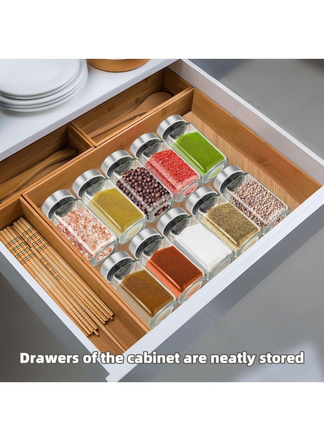 Eesyy 24 Pack Glass Spice Jars with Silver Lids, 120ml Empty Spice Containers Set with Labels, Blank Stickers, White Marker, Foldable Funnel and Brush, Square Seasoning Jars for Spice Rack, Cabinet, Drawer, Kitchen Organizer - Image 4