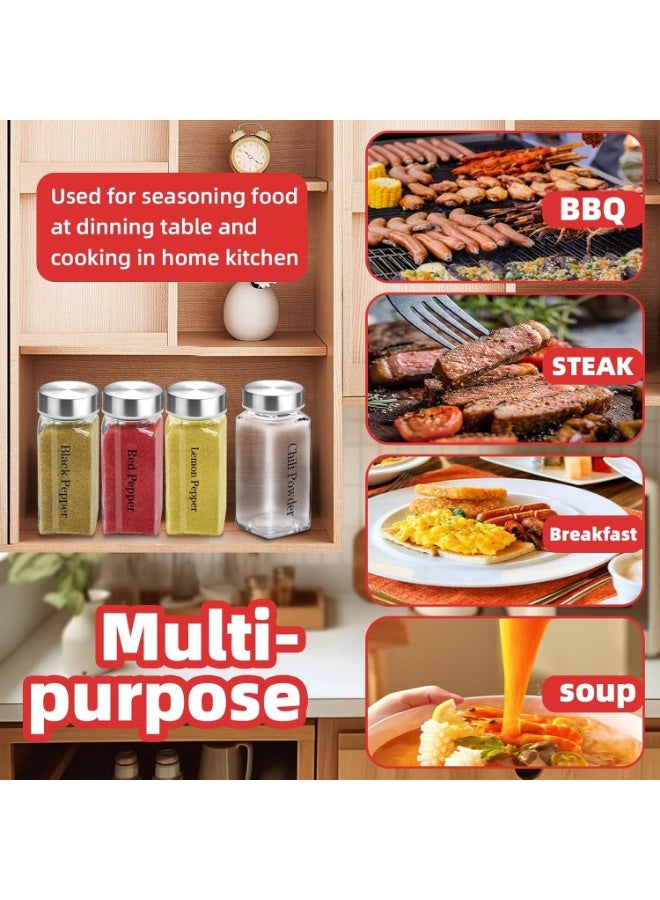 Eesyy 24 Pack Glass Spice Jars with Silver Lids, 120ml Empty Spice Containers Set with Labels, Blank Stickers, White Marker, Foldable Funnel and Brush, Square Seasoning Jars for Spice Rack, Cabinet, Drawer, Kitchen Organizer - Image 5